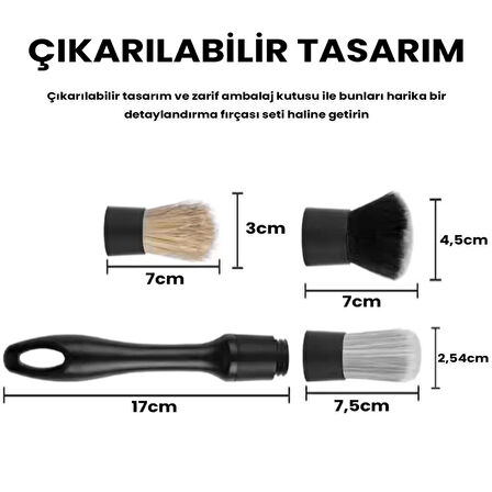 Carmind Oto Detay Temizlik Fırçası Seti Premium 3 Parça