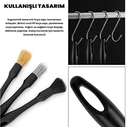 Carmind Oto Detay Temizlik Fırçası Seti Premium 3 Parça