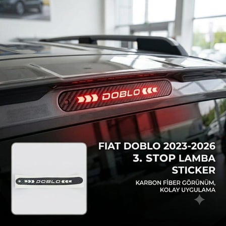 Fiat Doblo Karbon Arka Fren Stop Lambası Sticker 2023-2026