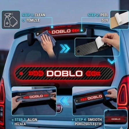 Fiat Doblo Karbon Arka Fren Stop Lambası Sticker 2023-2026