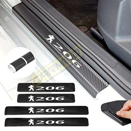 Peugeot 206 Karbon Kapı Eşiği Oto Sticker 4 Adet