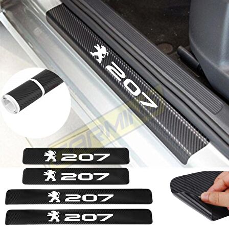 Peugeot 207 Karbon Kapı Eşiği Oto Sticker 4 Adet