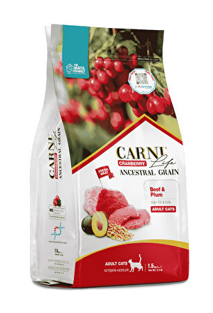 PETLOVEBUTİK CRANBERRY ANCESTRAL GRAIN SIĞIR & ERİK 10KG YETİŞKİN KEDİ MAMASI 