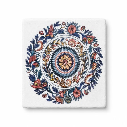 CEREN WOODEN Dekoratif Motif 4’lü Mermer Bardak Altlığı Seti