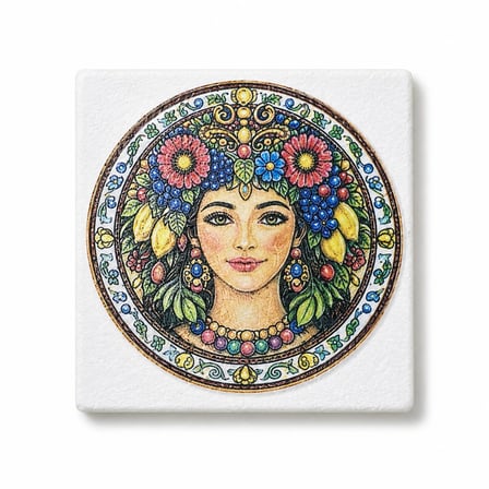 CEREN WOODEN Dekoratif Motif 4’lü Mermer Bardak Altlığı Seti