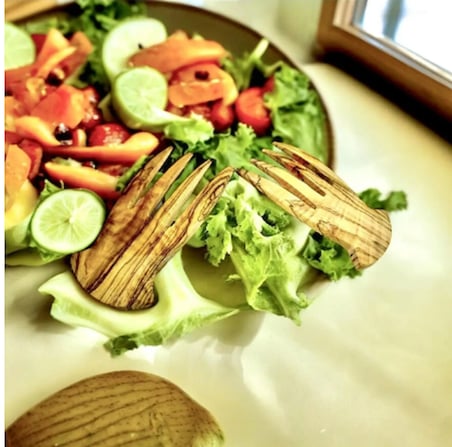 Doğal Zeytin Ağacı Salata Eli Salata Karıştırıcı Handmade Ahşap Tahta