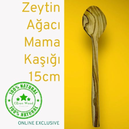Doğal Zeytin Ağacı Mama Kaşığı Handmade El Yapımı Dondurma Kaşığı Tahta Ahşap Kaşık
