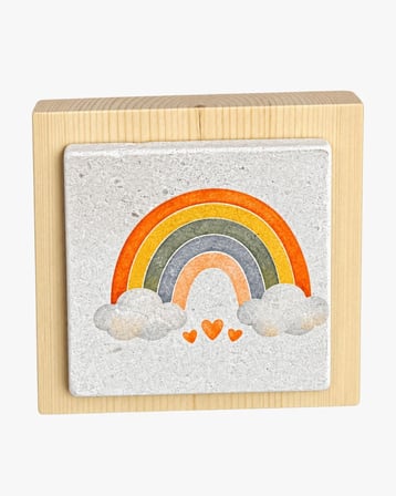 Ceren Wooden Gökkuşağı Desenli Dekoratif Taş Görünümlü Tablo Ahşap 12.5 cm