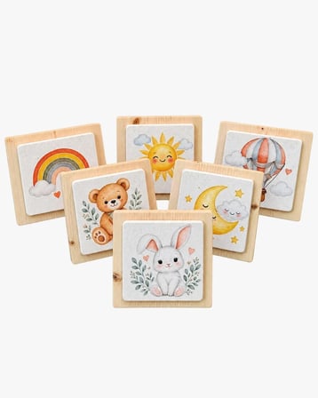 Ceren Wooden set 6’lı Dekoratif Obje Ahşap Mermer 12.5 cm