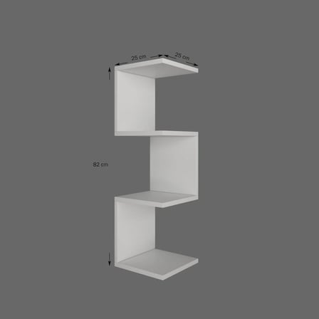 Tumblera Mobilya 4 Raflı Köşe Duvar Rafı Beyaz 82 cm Modern Dekoratif Raf