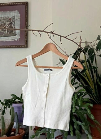 Kadın Çıtçıt Kapamalı Esnek Süper Crop Halter Yaka Fitilli Örme Bluz