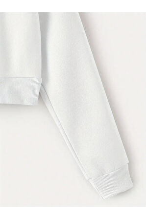 Kadın Fermuarlı Oversize Kapşonlu Crop Hırka