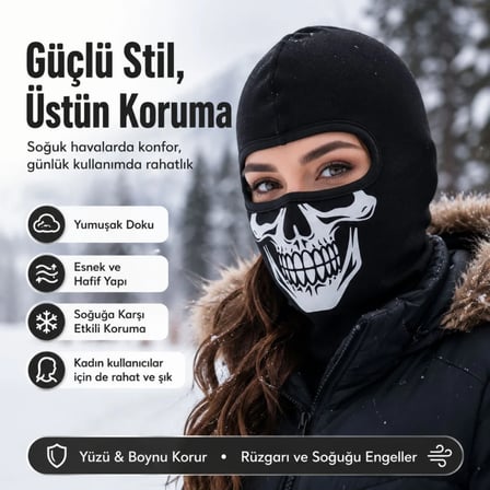 Unisex Kuru Kafa Baskılı Balaklava 1 Adet Tek Beden Viskoz Kask İçi Motosiklet Maskesi — RENK: SİYAH