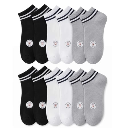 Unisex Çizgili Kısa Konç Patik Çorap 6 Çift, %85 Pamuklu Geri Dönüştürülmüş İplik, Parfümlü İnce Dik