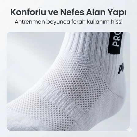 Wak Kaydırmaz Spor Çorabı Beyaz | Nefes Alan, Bilek Destekli, Güçlü Tutuşlu Performans Çorabı