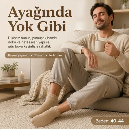 Wak Erkek Kısa Konç 4’lü Bambu Çorap Çok Renkli 39-44 Dikişsiz Burun Nefes Alan Yumuşak Günlük Patik Çorap