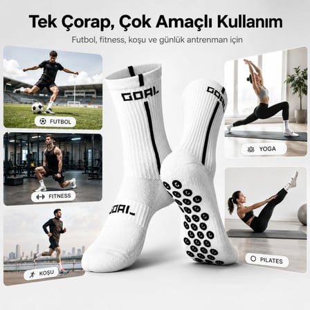 Wak Kaydırmaz Futbol Çorabı Beyaz | Bilek Destekli, Denge ve Tutuş Sunan Spor Çorabı
