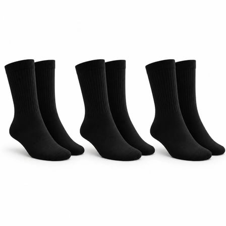 Wak Unisex Siyah Soket Çorap 3'lü Set Düz Basic Ribanalı Günlük Spor Esnek Rahat Uzun Çorap Konforlu Set