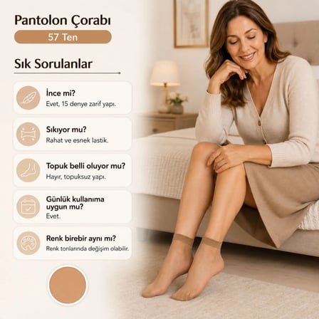 Wak Kadın Pantolon Çorabı 12 Çift Siyah ve Ten İnce Topuksuz Günlük Rahat Bilek Çorabı