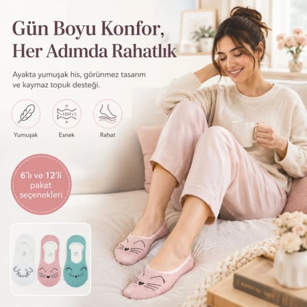 Wak Kadın Hayvan Figürlü Görünmez Ekonomik Babet Çorabı 12’li Paket – Kaymaz Topuklu Pamuklu Ekru, Pembe, Nane Yeşili