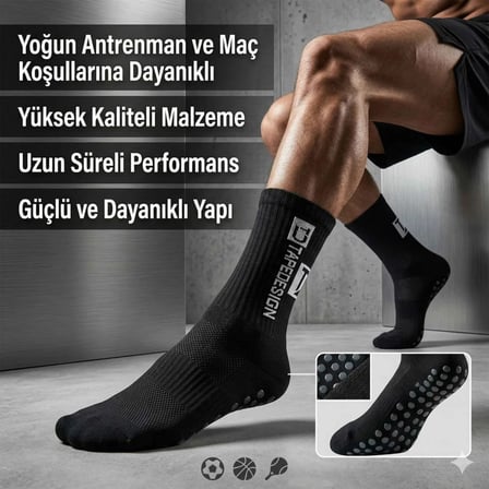 Wak Kaydırmaz Futbol 3’lü Basketbol Tenis Erkek Spor Çorap, Siyah, Kaymaz Çorap Tabanlı, Dikişsiz ve Parfümlü, Yüksek Kalite