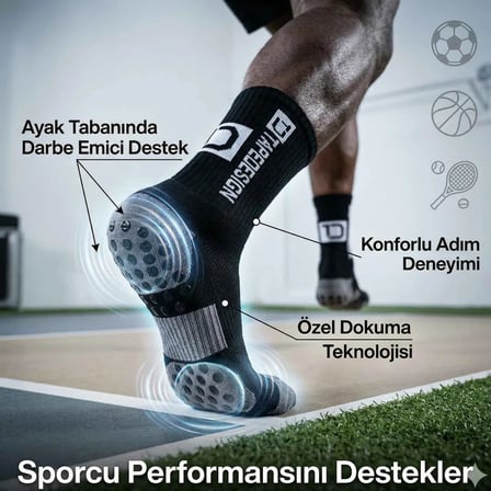 Wak Kaydırmaz Futbol 3’lü Basketbol Tenis Erkek Spor Çorap, Siyah, Kaymaz Çorap Tabanlı, Dikişsiz ve Parfümlü, Yüksek Kalite