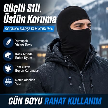 Wak Unisex Düz Siyah Balaklava 1 Adet Tek Beden Viskoz Kask İçi Motosiklet Outdoor Maske