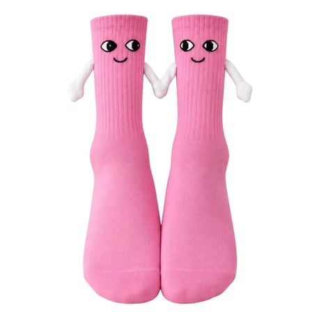 WomanAndKids Mıknatıslı El Ele Çorap Pembe Unisex 36-44 Pamuklu