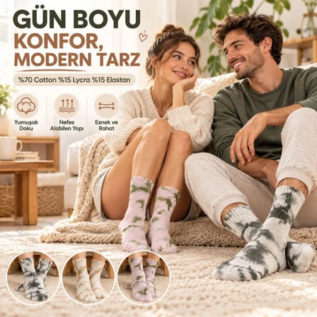 Wak Unisex Batik Desenli Çorap 6'lı Set Pamuklu Uzun Soket Dikişsiz Nefes Alan Günlük Spor Konfor Çorabı