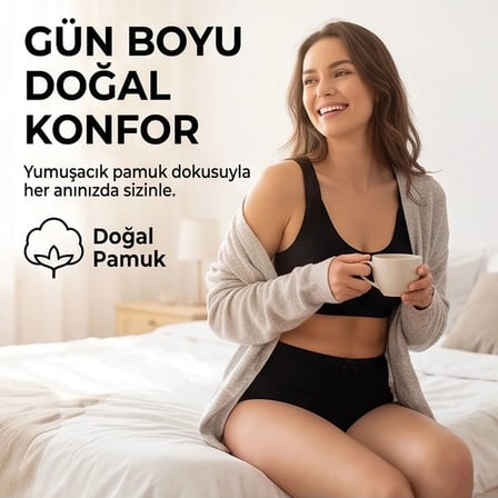 Wak Kadın Pamuklu Düz Bato Külot Paket Siyah Beyaz Ten | Normal Bel Klasik Kesim Günlük İç Çamaşırı