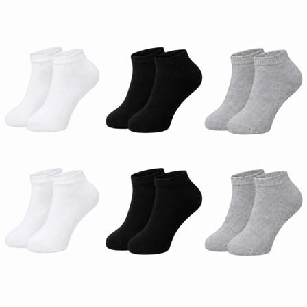 Wak Erkek Bambu Patik Çorap 6’lı Paket, Siyah Beyaz Gri, Nefes Alan Nem Emici Yumuşak Günlük Spor Bilek Çorabı