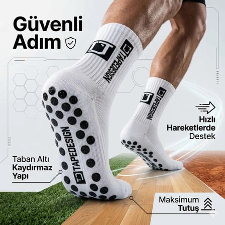 Wak Kaydırmaz Futbol Basketbol Tenis Erkek Spor Çorap, Beyaz, Kaymaz Çorap Tabanlı, Dikişsiz ve Parfümlü, Yüksek Kalite