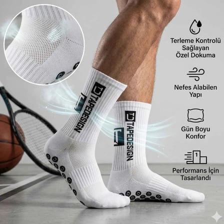 Wak Kaydırmaz Futbol Basketbol Tenis Erkek Spor Çorap, Beyaz, Kaymaz Çorap Tabanlı, Dikişsiz ve Parfümlü, Yüksek Kalite