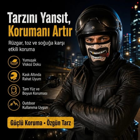 Wak Unisex Bıyık Puro Baskılı Balaklava 1 Adet Tek Beden Viskoz Kask İçi Motosiklet Maskesi