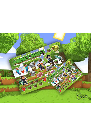 Mınecraft Sticker 26 Adet Etiket (9X13CM)