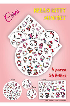 Mini Sanrio Hello Kitty Sticker Seti 4 Parça 56 Adet Etiket