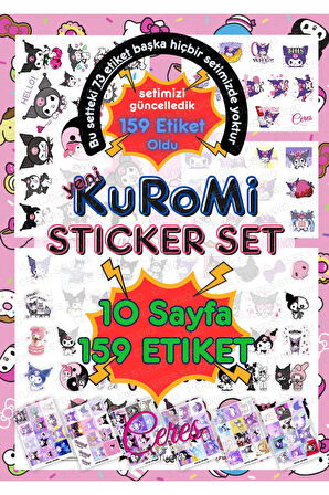 Kuromi Sanrio Sticker Set - 10 Sayfa 159 Adet Etiket ( Planlayıcı Bullet Journal Için Uygundur.)