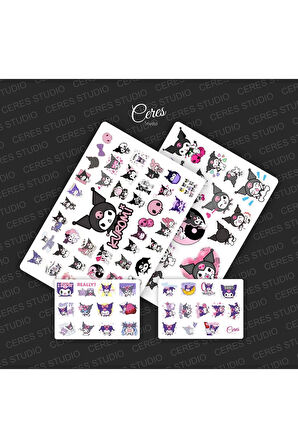 Kuromi Sanrio Sticker Set - 10 Sayfa 159 Adet Etiket ( Planlayıcı Bullet Journal Için Uygundur.)