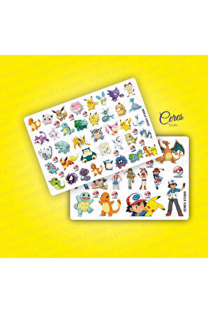 Pokemon Sticker Set - 3 Sayfa 100 Etiket