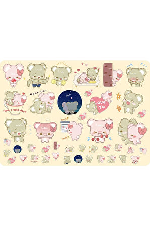 Kawaii Lovely Sugar Cubs Sticker - Aynı Sayfadan 2 Adet Toplam 88 Etiket