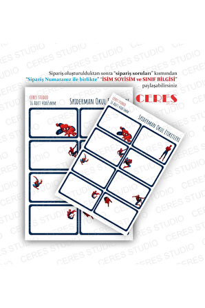 Spider Man Avengers Okul Etiketi 16 Adet 40x65mm Etiket