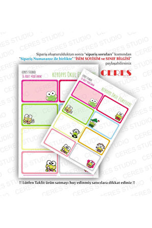 Keroppi Sanrio Okul Etiketi 16 Adet 40x65mm Etiket