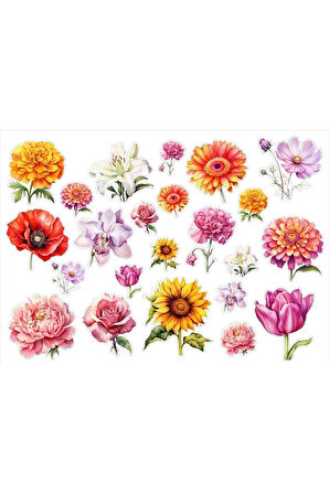 Çiçekler Sticker Set 2 Syf 42 Etiket Planlayıcı Bullet Journal Telefon için Uygundur.