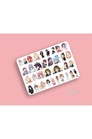 Anime Kawaii Korea Sticker Etiket 34 Adet Etiket 2,5 - 3 cm Ebatlarında