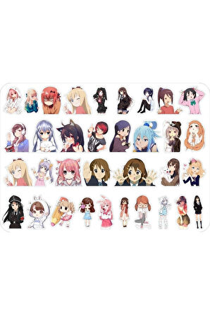 Anime Kawaii Korea Sticker Etiket 34 Adet Etiket 2,5 - 3 cm Ebatlarında