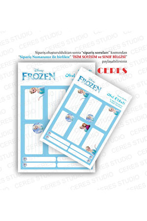 Elsa Frozen Okul Etiketi 12 Adet 40x60mm 8 Adet 10x60mm Toplam 20 Etiket