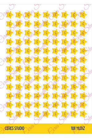 Öğretmenler Için Yıldız Etiketi Star Sticker 1 Sayfa 108 Adet 1,2cm Ebat