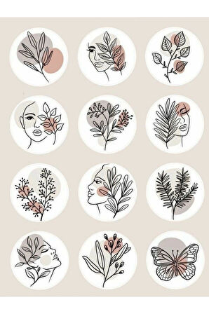 Lineart Elements Decor Tema Sticker Etiket 2 Sayfa 24 Adet Etiket