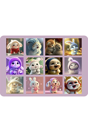 Bunny Tatlı Tavşan Tema Sticker Etiket 2 Sayfa 24 Adet Etiket
