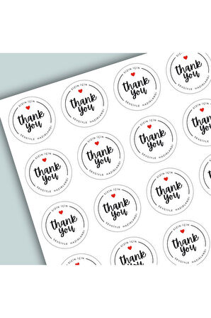 Thank You Sticker Teşekkürler Etiketi Kargo Ambalaj Paketleme 3,5 cm 105 Adet Kuşe Yapışkanlı Parlak